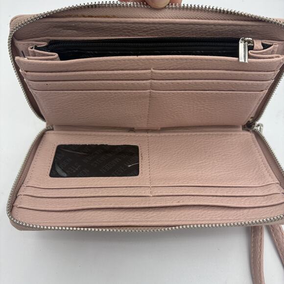 Steve Madden Wallet Womens Zip Around Wristlet Pink Clutch Purse - Picture 9 of 10